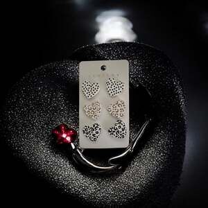 Heart Shaped Patterned Acrylic Stud Earring Set - 3 Pairs Leopard and Polka Dot